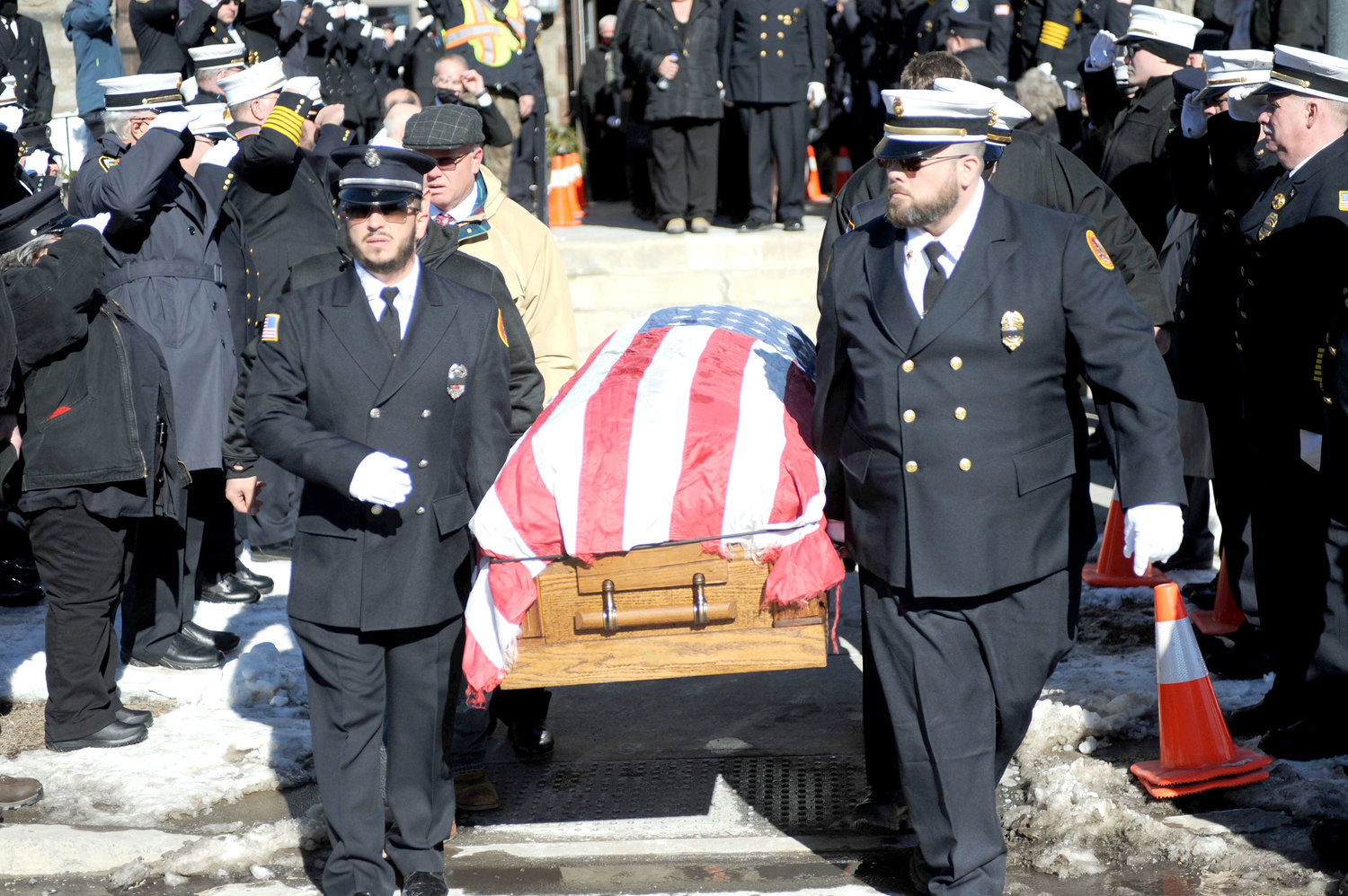 Last call to action. Members of the Forestburgh Volunteer Fire Department escort one of their own to his final place of rest on earth.